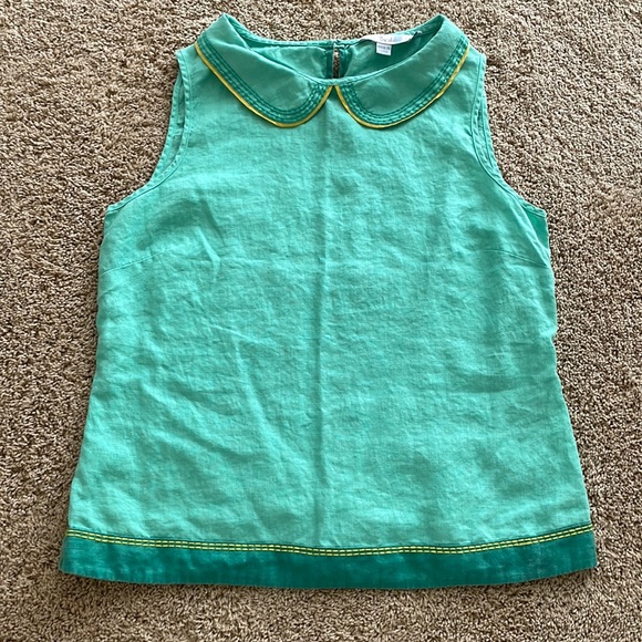 Boden Tops - Boden Green Sleeveless Blouse with Yellow Trim